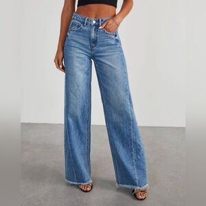 Women's Blue Wide-Leg Jeans